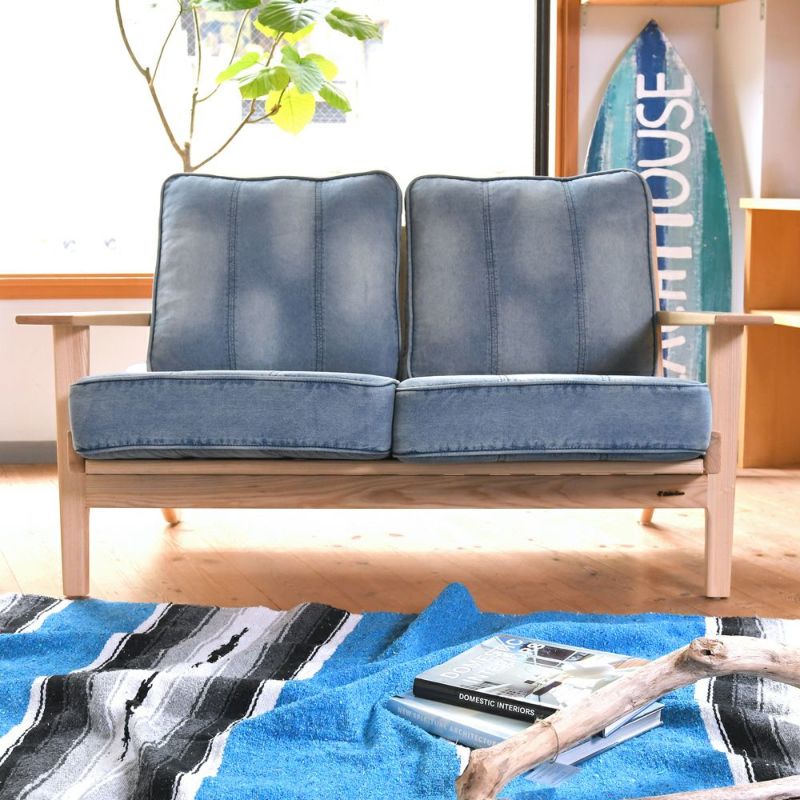 ウォッシュドデニムソファ Huntington II 2P Sofa 幅130㎝ | 西海岸風